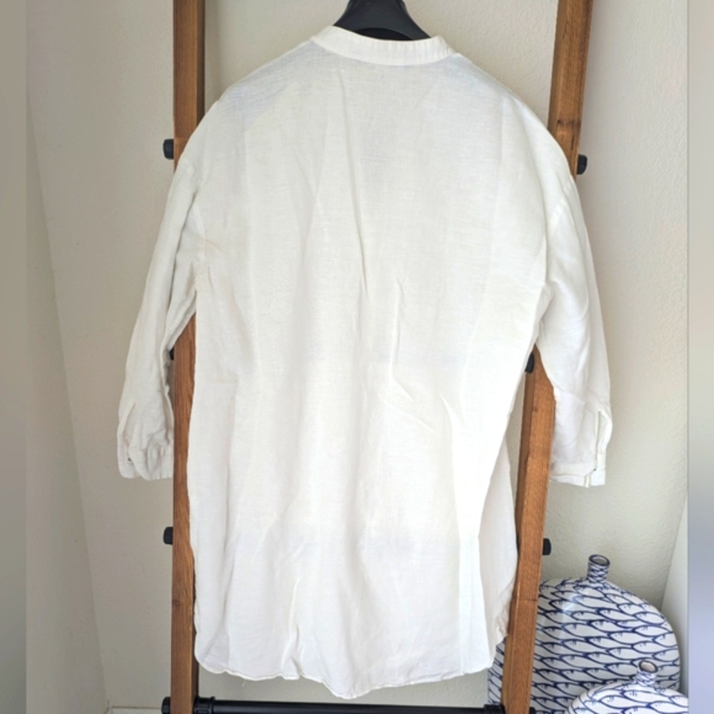 Zara Women's White Linen Tunic With Silver Large Buttons - Size S - Picture 2 of 3
